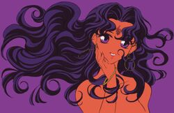  earrings himemiya_anthy jewelry nude official_art purple_eyes purple_hair revolutionary_girl_utena scan shoujo_kakumei_utena smile topless violet_eyes 