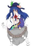 betuni blue_hair hat hinanai_tenshi hinanawi_tenshi keystone long_hair red_eyes shide shimenawa touhou