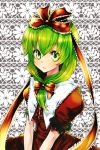  front_ponytail fujita_yamari green_hair kagiyama_hina long_hair ribbon ribbons touhou yamari 