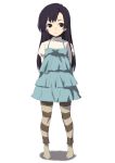  arms_behind black_hair child kawata_hisashi kuhouin_murasaki kurenai long_hair socks striped 