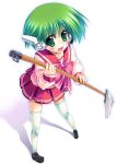  100_yen_locker green_eyes green_hair happy ichijou_hitoshi mop multi robot_ears school_uniform serafuku short_hair skirt thigh-highs thighhighs to_heart 