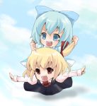  bow cirno multiple_girls outstretched_arms rumia spread_arms toda_ayu touhou 