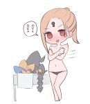  !! 1girl abigail_williams_(fate/grand_order) bangs black_bow black_headwear black_panties blonde_hair blush bow breasts chibi covering covering_breasts fate/grand_order fate_(series) forehead hair_bow hat hat_removed headwear_removed highres keyhole kopaka_(karda_nui) long_hair looking_at_viewer multiple_bows navel open_mouth orange_bow panties parted_bangs ponytail red_eyes small_breasts underwear witch_hat 