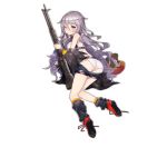 1girl ass bangs bipod breasts crop_top damaged full_body girls_frontline gun hair_between_eyes headwear_removed helmet helmet_removed holding holding_gun holding_weapon holster jacket lavender_hair leg_warmers long_hair looking_at_viewer looking_back m60 m60_(girls_frontline) machine_gun medium_breasts midriff mika_pikazo official_art one_eye_closed panties panties_under_shorts red_footwear shoelaces shoes short_shorts shorts shorts_pull sneakers solo tears thigh_holster thigh_strap torn_clothes transparent_background underwear very_long_hair weapon white_panties wince 