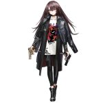  1girl alternate_costume bangs black_choker black_footwear black_hair black_jacket black_pants blush boots brown_eyes brown_hair choker collarbone full_body girls_frontline gun hair_between_eyes handgun holding holding_gun holding_weapon infukun jacket long_hair long_sleeves looking_at_viewer nz_75 nz_75_(girls_frontline) official_art pants parted_lips pistol pocket redhead shirt solo standing transparent_background trigger_discipline very_long_hair weapon 