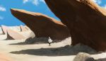  blue_sky bone day desert highres making-of_available original outdoors rock scenery shadow skeleton sky solo uki_atsuya walking white_robe 