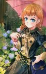  1girl annette_fantine_dominic bag blue_eyes closed_mouth fire_emblem fire_emblem:_three_houses fire_emblem:_three_houses fire_emblem_16 fuussu_(21-kazin) garreg_mach_monastery_uniform handbag holding holding_umbrella intelligent_systems long_sleeves nintendo orange_hair rain smile solo twintails umbrella uniform 