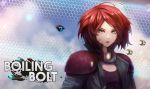  1girl boiling_bolt copyright_name ctiahao floating_hair green_eyes green_jacket highres jacket june_(boiling_bolt) logo looking_at_viewer official_art redhead short_hair solo 