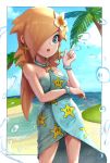  beach bracelet earrings flower gonzarez hair_flower hair_ornament hair_over_one_eye highres jewelry super_mario_bros. mario_kart_tour open_mouth rosalina super_mario_galaxy swimsuit wet 