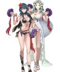 2girls bangs breasts byleth_(fire_emblem) byleth_eisner_(female) cuboon fire_emblem fire_emblem:_three_houses fire_emblem_heroes full_body hair_ornament highres large_breasts long_hair multiple_girls official_art rhea_(fire_emblem) swimsuit transparent_background 