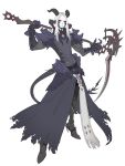  1boy absurdres armor au_ra black_sclera clawed_gauntlets final_fantasy final_fantasy_xv gauntlets gem high_heels highres holding holding_scythe holding_weapon horns long_hair male_focus over_shoulder pale_skin pauldrons red_eyes scythe shoulder_armor simple_background solo standing tail torn_clothes weapon weapon_over_shoulder westxost_(68monkey) white_background white_hair 