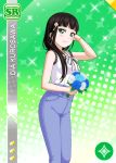  black_hair blush character_name dress green_eyes kurosawa_dia long_hair love_live!_school_idol_festival love_live!_sunshine!! smile 