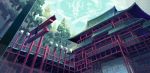  animated animated_gif architecture clouds dithering dragon east_asian_architecture eastern_dragon fog lantern lowres no_humans original outdoors pixel_art railing rooftop setamo_map shrine sky torii tree wooden_lantern 