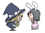  baku_taso bunny_ears chibi hat inaba_tewi itigekimaru kirisame_marisa rabbit_ears touhou witch_hat 