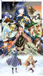  1boy 37_(reverse:1999) 6+girls :o ancient_greek_clothes animal_ear_headwear apple apple_(reverse:1999) apron aqua_eyes arcana_(paradise_regained)_(reverse:1999) arcana_(reverse:1999) arm_up aviator_cap bare_shoulders black_boots black_bow black_bowtie black_dress black_gloves black_hair black_hairband black_hands black_veil blonde_hair blue_bow blue_coat blue_dress blue_eyes blue_hair blue_hat blue_neckerchief blue_scarf blue_veil boots bow bow_(music) bowtie braces breasts brown_coat brown_eyes brown_hair brown_hat brown_jacket bug butterfly centauroid checkered_clothes checkered_scarf chimera closed_eyes coat colored_extremities colored_inner_hair colored_tears dress ferrofluid finger_to_mouth fishbowl_helmet flower food fruit full_body fur-trimmed_boots fur-trimmed_coat fur_trim glass_pen glasses gloves goggles goggles_on_headwear gold_choker greco-roman_clothes green_eyes green_hat green_jacket green_shirt grey_hair grin hair_bun hair_intakes hairband hand_up hands_up hat hat_bow hat_feather hat_flower highres hofmann_knot holding holding_bow_(music) holding_canteen holding_instrument holding_pen holding_suitcase holding_violin id_card instrument isolde_(reverse:1999) jacket jumpsuit kakania_(reverse:1999) lilya_(reverse:1999) long_hair looking_at_viewer looking_up mask mask_around_neck medium_breasts monster_girl multicolored_hair multiple_girls music nautika_(reverse:1999) neckerchief object_head official_alternate_costume on_one_knee orange_hair oxygen_mask pantyhose pen playing_instrument plunging_neckline polka_dot_neckerchief purple_butterfly red_dress red_jacket regulus_(reverse:1999) reverse:1999 round_eyewear salute scarf school_uniform shirt short_hair sieka_(piiroinardesco) single_side_bun single_tear smile snow sonetto_(reverse:1999) sonetto_(winter)_(reverse:1999) soviet_school_uniform standing strapless strapless_dress suitcase taur tooth_fairy_(reverse:1999) traditional_bowtie two-finger_salute two-tone_veil ulrich_(reverse:1999) upper_body ushanka veil vertin_(reverse:1999) vertin_(winter)_(reverse:1999) very_long_hair violet_eyes violin voyager_(reverse:1999) wand_in_head white_apron white_dress white_gloves white_hat white_jumpsuit white_pantyhose white_veil yellow_eyes yellow_gloves 