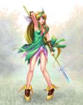  armpits blue_eyes long_hair polearm riesz seiken_densetsu seiken_densetsu_3 spear weapon 