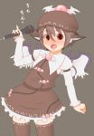  fang hat microphone mystia_lorelei pink_hair short_hair thighhighs torque toruku touhou wings zettai_ryouiki 