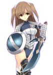 armor brown_hair kobayashi_chisato long_hair monster_hunter shield sword weapon 