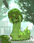  caterpillar green_skin insect_girl kemono leaf leaves lowres minigirl monster_girl oekaki pen poking tears what ze ze_(sawakihein) 