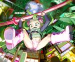  falling green_eyes green_hair headphones kawa_yoo kawaguchi_youhei original sword weapon 