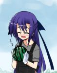  fruit ginga_nakajima gloves holding holding_fruit lowres mahou_shoujo_lyrical_nanoha mahou_shoujo_lyrical_nanoha_strikers watermelon 