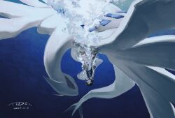  1boy aihara-rina air_bubble ash_ketchum black_hair black_shirt blue_jacket bubble closed_eyes dated denim falling fingerless_gloves gloves green_gloves hashtag-only_commentary highres jacket jeans long_neck lugia open_clothes open_jacket pants pokemon pokemon_(anime) pokemon_(classic_anime) pokemon_(creature) pokemon_the_movie_2000:_the_power_of_one shirt short_hair short_sleeves signature size_difference tail underwear upside-down water wings 