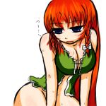  bad_id blue_eyes breasts cleavage hong_meiling lowres mimidori red_hair redhead solo touhou 