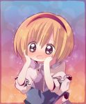  ana_(artist) ana_(rznuscrf) blonde_hair brown_eyes bust chibi hairband hands_on_own_face heart open_mouth short_hair sparkle tears touhou 