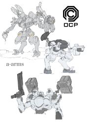  a-arms absurdres arm_cannon armor armored_core armored_core_vi:_fires_of_rubicon auto-9 cain_(robocop) crossover dual_arm_cannons ed-209 extra_arms gatling_gun grey_armor gun handgun highres holding holding_weapon mecha mecha_focus mecha_musume missile_pod no_humans reverse-jointed_legs robocop robocop_(character) robocop_1 robocop_2 robot science_fiction shoulder_cannon walker_(robot) weapon 