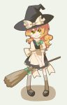  bad_id blonde_hair bow broom broom_riding chibi dress hat kirisame_marisa touhou witch_hat 
