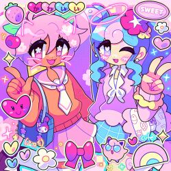  2girls alternate_costume alternate_skin_color animated animated_gif cherry earrings fairy_miku_(project_voltage) flower food fruit hair_flower hair_ornament hatsune_miku heart inky_trash jewelry jigglypuff multiple_girls my_melody official_alternate_costume pearl_earrings pink_hair pokemon project_voltage rainbow sakura_miku sanrio strawberry tan vocaloid yume_kawaii 