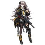  1girl ammunition_pouch ankle_boots arm_ribbon armband bag baggy_clothes bangs black_footwear black_gloves black_jacket black_legwear black_nails blush boots brown_eyes buttons closed_mouth collared_shirt crossed_bangs duct_tape exoskeleton full_body girls_frontline gloves gun h&amp;k_ump h&amp;k_ump45 hair_ornament hand_up headgear heckler_&amp;_koch holding holding_gun holding_weapon holster hood hood_down hooded_jacket infukun jacket leg_wrap long_hair looking_at_viewer looking_away mechanical_arm mod3_(girls_frontline) nail_polish necktie nose_blush official_art one_eye_closed one_side_up open_clothes open_jacket pantyhose pleated_skirt pouch prosthesis prosthetic_arm red_ribbon ribbon scar scar_across_eye shirt sidelocks silver_hair single_glove single_knee_pad single_leg_pantyhose skirt smile solo standing strap submachine_gun suppressor tape thigh-highs thigh_strap transparent_background trigger_discipline ump45_(girls_frontline) untucked_shirt vertical_foregrip very_long_hair weapon white_shirt wristband yellow_neckwear 