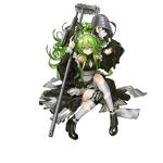  1girl :d alternate_costume apron bangs black_footwear blush breasts bucket calico_m950 clothes_writing collarbone damaged detached_sleeves frills full_body girls_frontline green_hair grey_legwear gun hair_between_eyes hand_on_hip handgun hands_up head_tilt high_heels holding holding_bucket holding_gun holding_weapon infukun long_hair looking_at_viewer m950a_(girls_frontline) maid medium_breasts mop official_art open_mouth parted_lips pistol pouch puffy_sleeves shirt sidelocks single_knee_pad sitting skirt sleeveless sleeveless_shirt smile solo thigh-highs torn_clothes torn_legwear transparent_background trigger_discipline twintails unbuttoned unbuttoned_shirt wavy_hair weapon yellow_eyes 