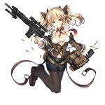  1girl bag bangs bare_shoulders battle_rifle belt bikini bikini_top black_footwear black_legwear black_ribbon black_shorts blazer blonde_hair blue_eyes blush bow bow_panties breasts brown_jacket buckle bullet closed_mouth clothes_writing collarbone copyright_name detached_collar floating frown full_body girls_frontline gun hair_ornament hair_ribbon headset holding holding_gun holding_magazine_(weapon) holding_weapon jacket jianren larue_tactical_obr legs_up light_smile loafers logo long_hair long_sleeves magazine_(weapon) medium_breasts midriff navel necktie obr_(girls_frontline) off_shoulder official_art open_blazer open_clothes open_fly open_jacket panties panties_under_pantyhose pantyhose partially_unbuttoned red_neckwear ribbon rifle scope shiny shiny_skin shoes short_shorts shorts shoulder_bag sidelocks solo stomach swimsuit transparent_background trigger_discipline twintails underwear weapon white_bikini wide_sleeves 