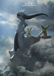  arceus clouds cloudy_sky copyright_name gen_4_pokemon horns legendary_pokemon looking_at_viewer mythical_pokemon otsumami_(bu-bu-heaven) pokemon pokemon_(creature) pokemon_(game) pokemon_dppt red_eyes sky 