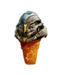  decepticon food ice_cream ice_cream_cone looking_at_viewer mecha no_humans oinario open_mouth parody pun red_eyes robot simple_background solo starscream transformers transformers_cybertron white_background 