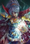  1girl electricity fire_emblem fire_emblem:_genealogy_of_the_holy_war fire_emblem_heroes highres ishtar_(fire_emblem) jewelry looking_at_viewer magic ponytail shoulder_pads silver_hair violet_eyes 