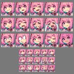  1girl ^_^ angry choker closed_eyes commentary crying excited eyebrows_visible_through_hair fang fang_out idolmaster idolmaster_cinderella_girls looking_away looking_up multiple_views nose_bubble pixel_art portrait rm sleeping smirk smug surprised yumemi_riamu 