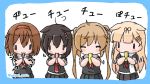  4girls ahoge black_hair black_ribbon black_serafuku black_skirt blonde_hair blue_border border braid brown_hair cowboy_shot hair_flaps hair_ornament hair_over_shoulder hair_ribbon hairband hairclip kantai_collection light_brown_hair long_hair multiple_girls murasame_(kantai_collection) neckerchief pleated_skirt poipoi_purin red_hairband red_neckwear remodel_(kantai_collection) ribbon sailor_collar school_uniform serafuku shigure_(kantai_collection) shiratsuyu_(kantai_collection) short_hair single_braid skirt tupet twintails white_background white_sailor_collar yuudachi_(kantai_collection) |_| ||_|| 