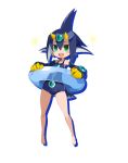  1girl barefoot blue_hair desco_(disgaea) disgaea disgaea_rpg drop_shadow earrings full_body green_eyes horns innertube jewelry official_art one-piece_swimsuit open_mouth pointy_ears sharp_teeth solo swimsuit tail teeth transparent_background upper_teeth 