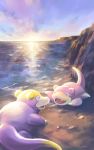  clouds commentary_request day fangs galarian_form galarian_slowpoke gen_1_pokemon gen_8_pokemon highres no_humans ohdon open_mouth outdoors pokemon pokemon_(creature) shore sky slowpoke water 