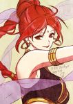  1girl 2019 ahoge armlet breasts breasts_apart character_name closed_mouth copyright_name crop_top dancer dated facial_mark fire_emblem fire_emblem:_the_sacred_stones floating_hair long_hair looking_at_viewer medium_breasts red_eyes red_lips redhead sash shiny shiny_hair smile solo t_keima tethys_(fire_emblem) very_long_hair 