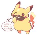  :3 artsy-rc coronavirus_pandemic english_text full_body gen_1_pokemon highres looking_at_viewer mask mouth_mask no_humans one_eye_closed pikachu pokemon pokemon_(creature) simple_background smile solo white_background 