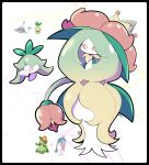  artsy-rc black_border border commentary english_commentary fusion gen_8_pokemon hatenna hatterene highres lilligant looking_at_viewer no_humans petilil pokemon signature 