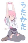  miniskirt pink_hair school_uniform shiwasu_takashi skirt thigh-highs thighhighs zettai_ryouiki 