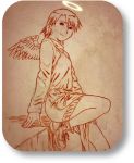  haibane_renmei kana monochrome orange_(color) r_kampfgruppe rounded_corners 