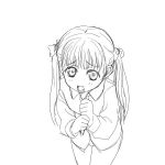  monochrome pencil rutarou sketch twintails wooden_pencil 