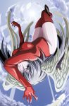  altima feathers final_fantasy final_fantasy_tactics head_wings headwings silver_hair sky solo sun thigh-highs thighhighs tsukumo ultima_(fft) wings 