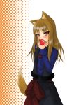  apple apples eating food fruit holding holding_fruit holo spice_and_wolf tail wolf_ears 