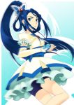  aqua_background blue butterfly_hair_ornament cure_aqua futari_wa_pretty_cure hair_ornament magical_girl minazuki_karen mizuki_makoto precure shorts_under_skirt solo yes!_precure_5 